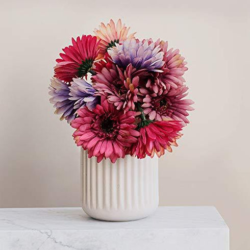 4 Colors Silk Gerbera Artificial Daisies flowers with 1 Vase Kraft Paper Bag